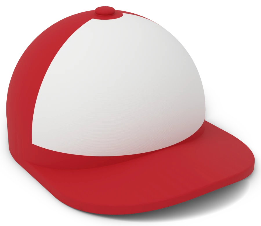 Jar Hat: a red mini cap with a blank white front panel for your logo