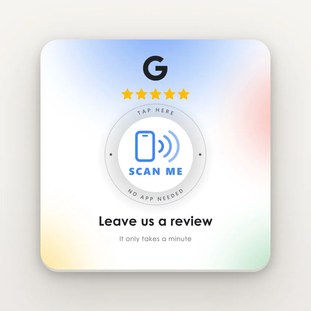 Placa NFC para reseñas de Google: toca o escanea